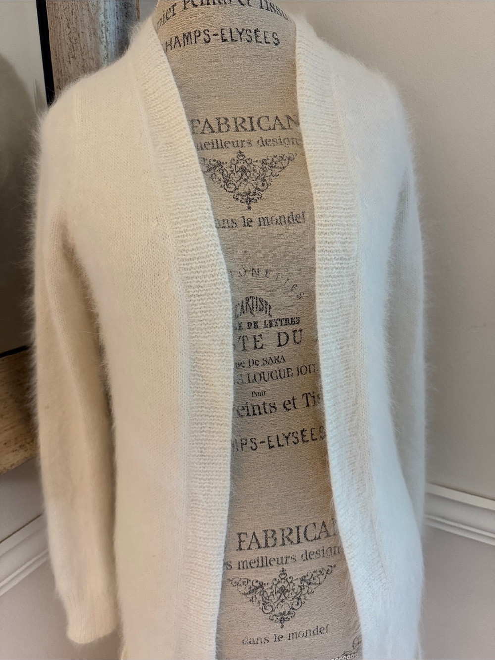 Theory Cream Open-Front Angola Cardigan | Size Small